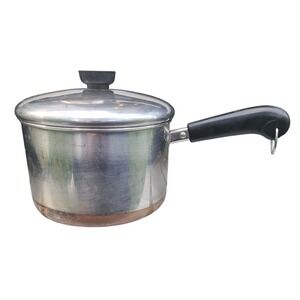 Revere Ware Copper Bottom Stainless Steel Saucepan with Lid Vintage Pot 3 Qt.